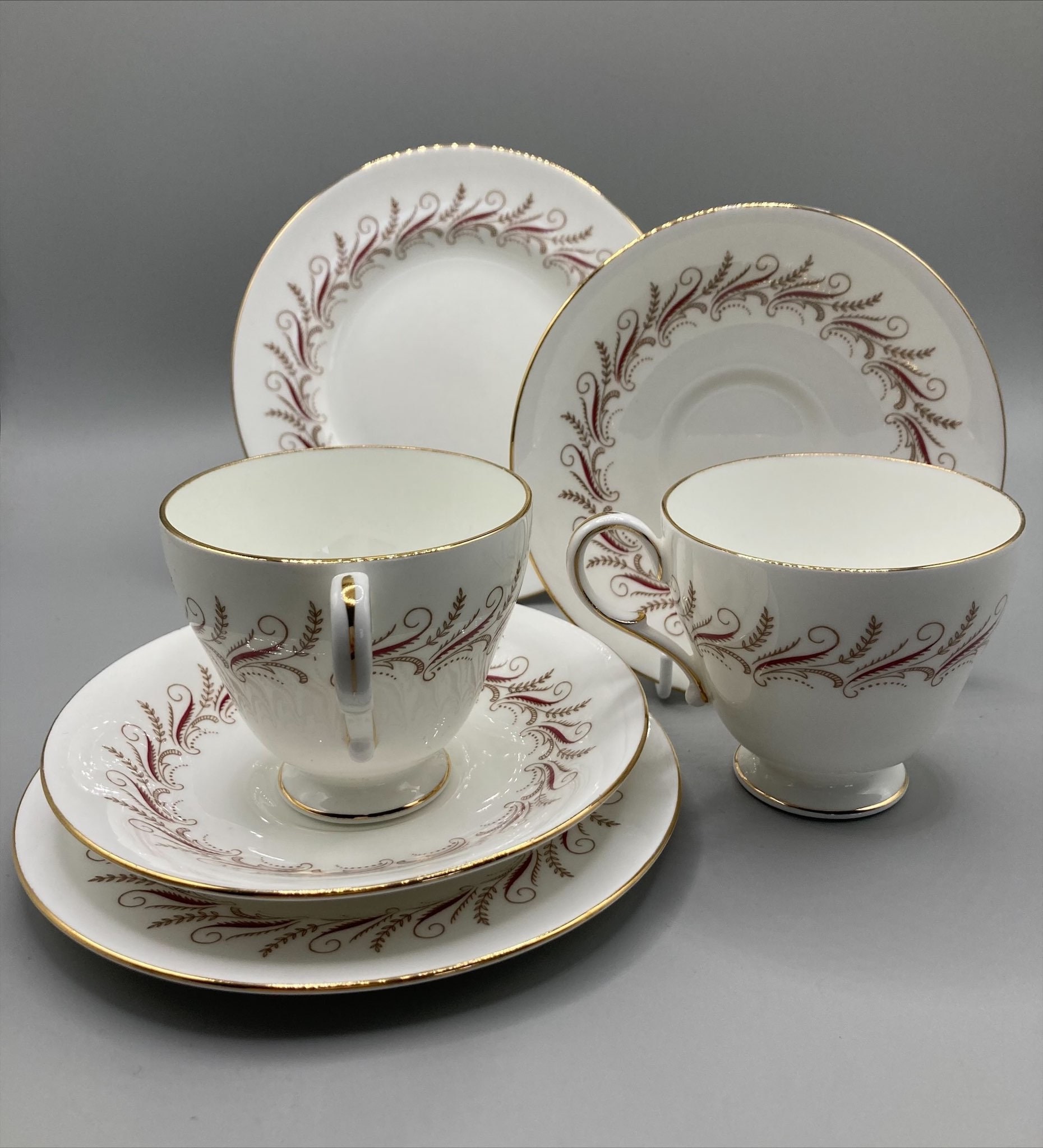 Vintage Paragon Melody Tea Set: White Terracotta & Gold Bone China