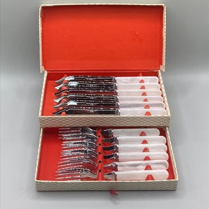 Vintage Sheffield Fish Cutlery Set | Mother-of-Pearl Handles | Boxed 12pc, Gift Idea
