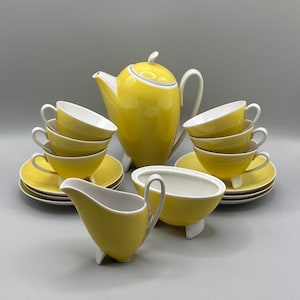 1950s Yellow Retro German Bavaria Espresso Coffee Set, Home decor, Gift idea, Mid-century collectible,