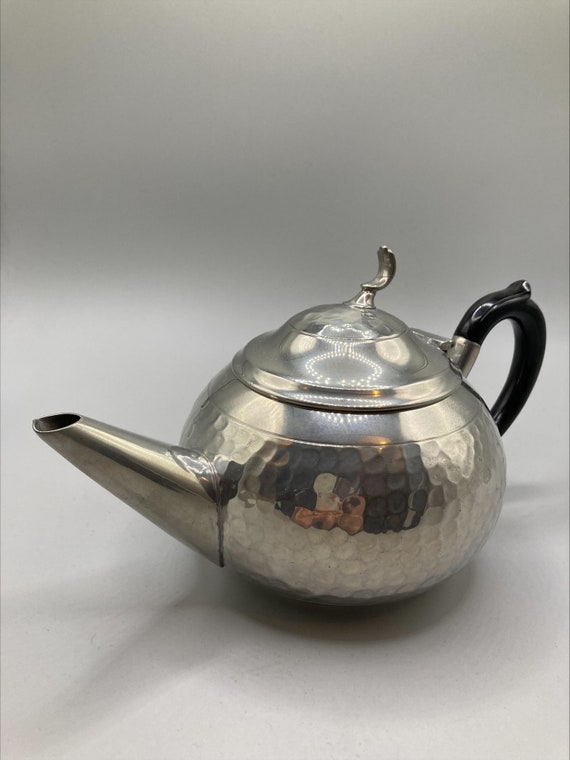 Vintage Art Deco Teapot Cameo Pewter Hand Beaten Tea/coffee Etsy