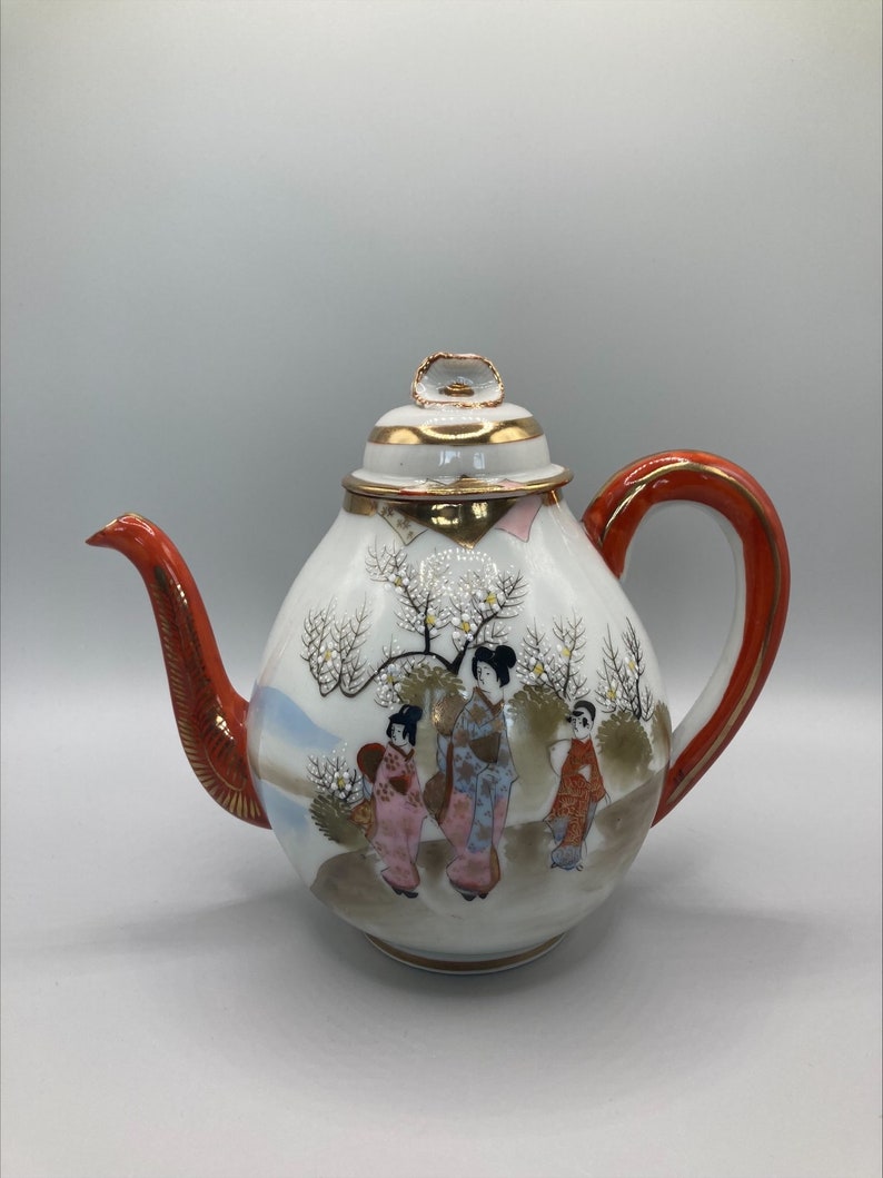 Antique Meiji Kutani Tea Set for 8 Japanese Eggshell Etsy UK