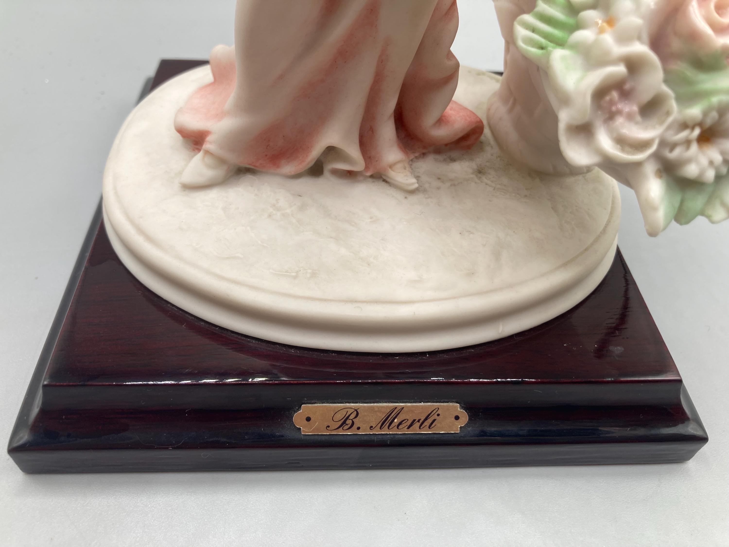 Italian Capodimonte Porcelain Figurine – Lady With Flowers by