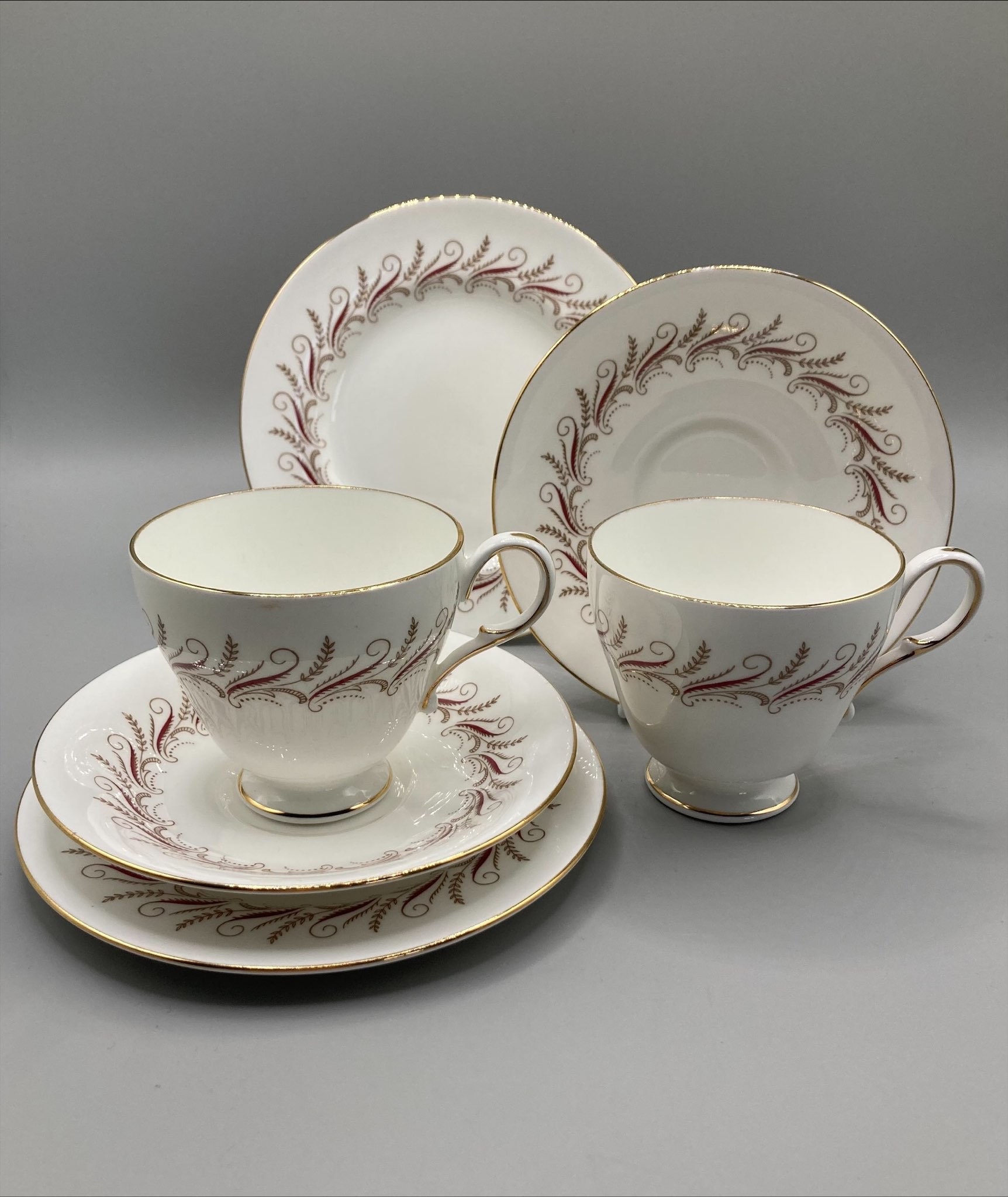 Vintage Paragon Melody Tea Set: White Terracotta & Gold Bone China