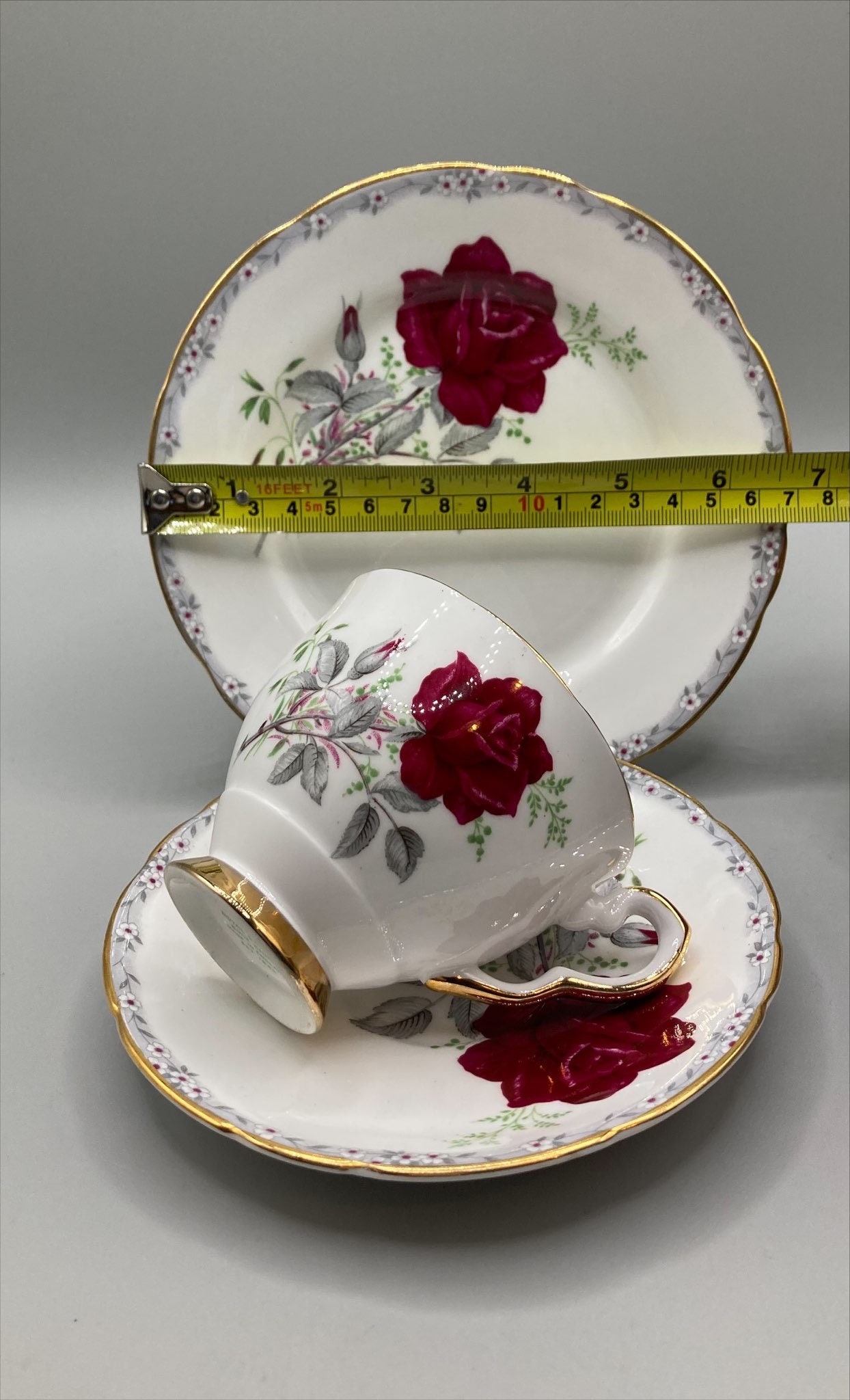 Royal Stafford Roses to Remember Tea Trio Set: Vintage Red Rose