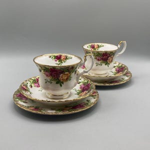 English Royal Albert Old Country Roses Set of Two Tea Trios / Bone China