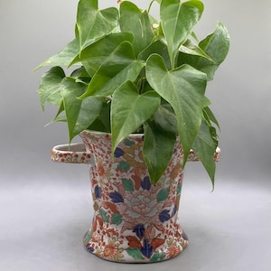 Antique Imari Porcelain Jardiniere: Hand-Painted Floral Planter Vase