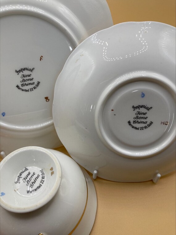 Collectible English Imperial Fine Bone China Tea Trio, Warranted