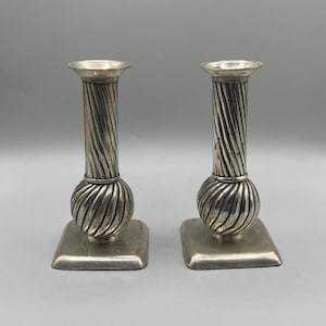 Pair of Antique Silver Plated Candlesticks Holders, Shabby Chic Decor, Timeless Candle Set, Vintage Home Decor, Antique Table Decor,