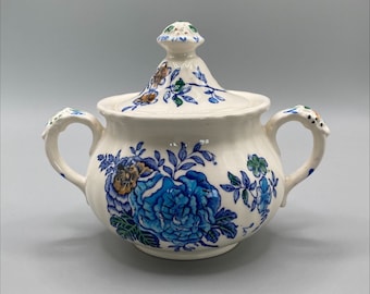 Mason's Ironstone Belvedere Zuckerdose /Blaugeblümt, Made in England