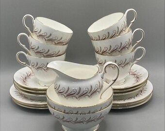 Vintage Paragon Melody Tea Set: White Terracotta & Gold Bone China