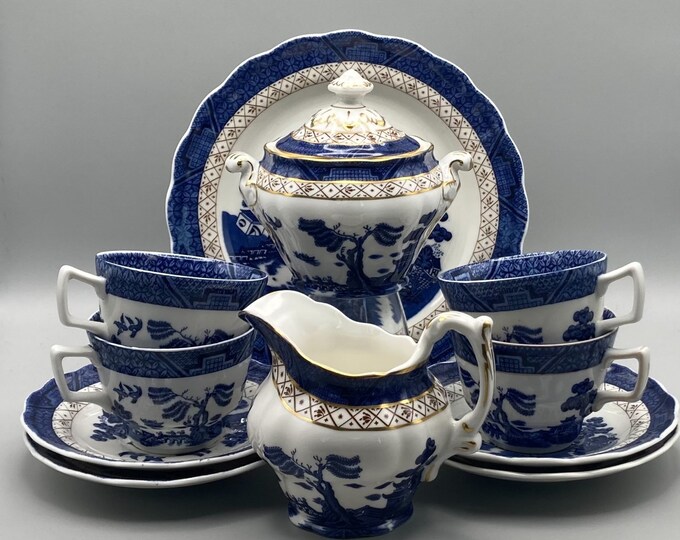 Royal Doulton real Old Willow Tea Set for 4 Etsy