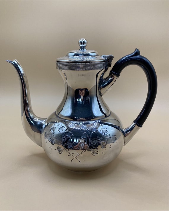 ヴィンテージ シルバー メッキ ティーポット手彫りティーポット  