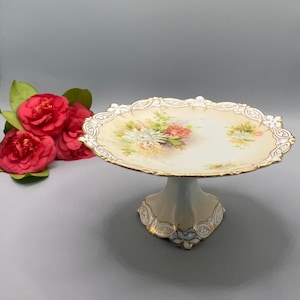 Antique Staffordshire "Chrysanthemum Blossom" Porcelain Compote, Stoke-on-Trent, England | Early 20th Century | Rare Collectible Piece