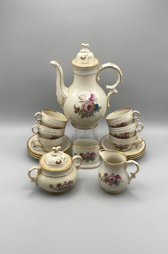 Vintage Kjøbenhavns Porcelains Coffee Set – Maleri KPM, Ivory Fine