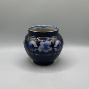 Vintage Cobalt Blue & Gold Floral Jardiniere | Elegant English Planter | Home Décor | Gift Idea