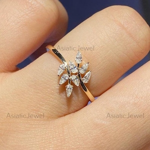 Pear Cut Lab Grown Diamond Bypass Women Ring, 14K Solid Yellow Gold Ring, HPHT Diamond Unique Style Ring, IGI Certified Diamond Ring For Her
