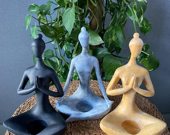 Handmade Yoga Pose Candle Holder – Zen Meditation Decor, Spiritual Home Accent
