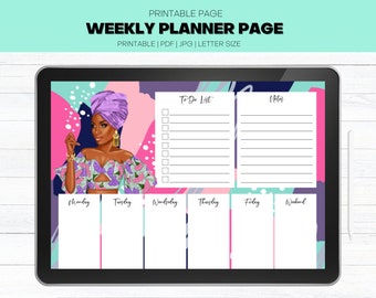 Printable Weekly Planner, Undated Weekly Planner Printable,  Colorful Weekly Planner,  To Do List, Schedule Printable, Instant Download