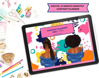 Digital Content Planner, 2026 2027 Undated Digital Planner, Instagram Planner, Goodnotes Planner, Social Media Planner,  Black Girl Planner