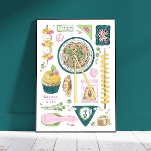 Kawaii Ramen poster – Japanese Food Printable poster for Kitchen Decor – Anime Noodles Digital Download - Downloadable Wall Art