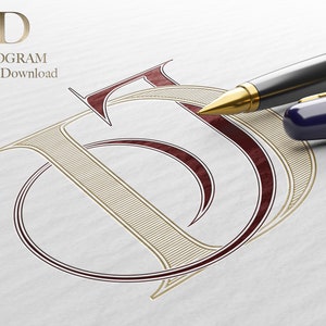 JD / 2 Letter Wedding Monogram with Letters JD / Listo para descargar archivos vectoriales
