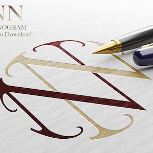 NN / 2 Letter Wedding Monogram with Letters NN - Listo para descargar archivos vectoriales