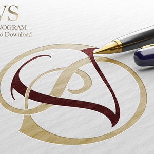 VS / 2 Letter Wedding Monogram with Letters VS - Listo para descargar archivos vectoriales