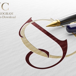 JC / Monograma de boda de 2 letras con letras JC / CJ / Listo para descargar archivos vectoriales