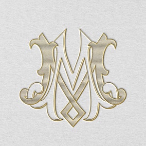 MM - Monograma de casamento com letras duplas vintage | Pronto para baixar arquivos gráficos digitais, arquivos SVG em camadas, Illustrator e Photoshop
