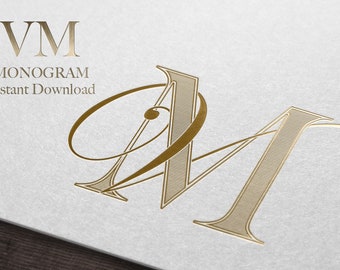 VM-huwelijksmonogram: digitale download | Persoonlijk logo | Insigne | Familiewapen | Monogram-svg | Vectorbestanden incl.