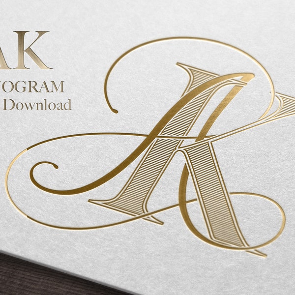 AK Wedding Monogram - Digital Download / Coppie Duogram / Logo personale / Insegne / Stemma di famiglia / Monogramma SVG / File vettoriali inclusi