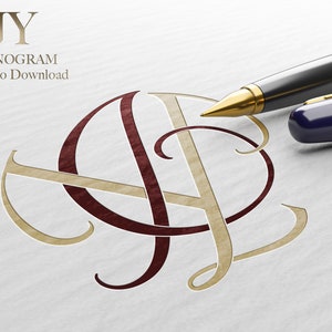 JY / 2 Letter Wedding Monogram with Letters JY - Listo para descargar archivos vectoriales