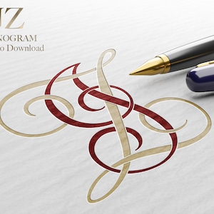 JZ / 2 Letter Wedding Monogram with Letters JZ - Listo para descargar archivos vectoriales