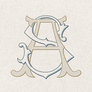 Monograma de casamento SA | Pronto para baixar monograma de 2 letras de design vintage, apenas arquivos digitais, sem serviço