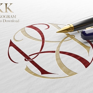 KK / 2 Letter Wedding Monogram with Letters KK - Listo para descargar archivos vectoriales
