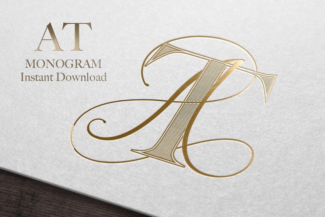 AT Wedding Monogram - Digital Download | Couples Duogram | Personal ...