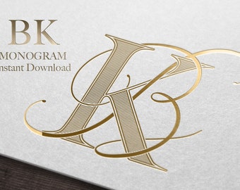 BK Wedding Monogram - Digital Download | Couples Duogram | Personal Logo | Insignia | Family Crest | Monogram SVG | Vector Files Included