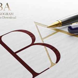 BA / 2 Letter Wedding Monogram with Letters BA - Listo para descargar archivos vectoriales