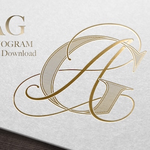 2-Letter Monogram (AG) | Digital Download Only - Wedding Monogram SVG, Personal Logo, Wedding Logo for Wedding Invitations