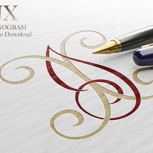 JX / 2 Letter Wedding Monogram with Letters JX - Listo para descargar archivos vectoriales