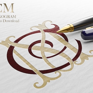 CM / 2 Letter Wedding Monogram with Letters CM - Listo para descargar archivos vectoriales