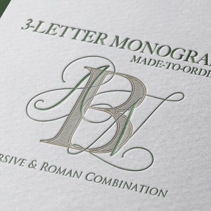Monograma de 3 letras | Logotipo de casamento feito sob encomenda, cabeçalho de papelaria, monograma SVG, monograma personalizado