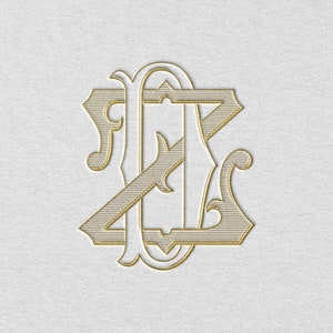 DZ- Monograma de casamento com letras duplas vintage | Pronto para baixar arquivos gráficos digitais, arquivos SVG em camadas, Illustrator e Photoshop
