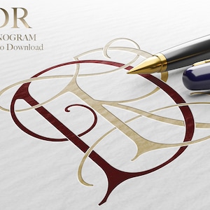 DR / 2 Letter Wedding Monogram with Letters DR - Listo para descargar archivos vectoriales