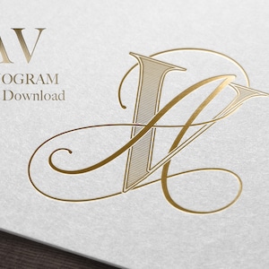 AV Wedding Monogram - Digital Download | Couples Duogram | Personal Logo | Insignia | Family Crest | Monogram SVG | Vector Files Included