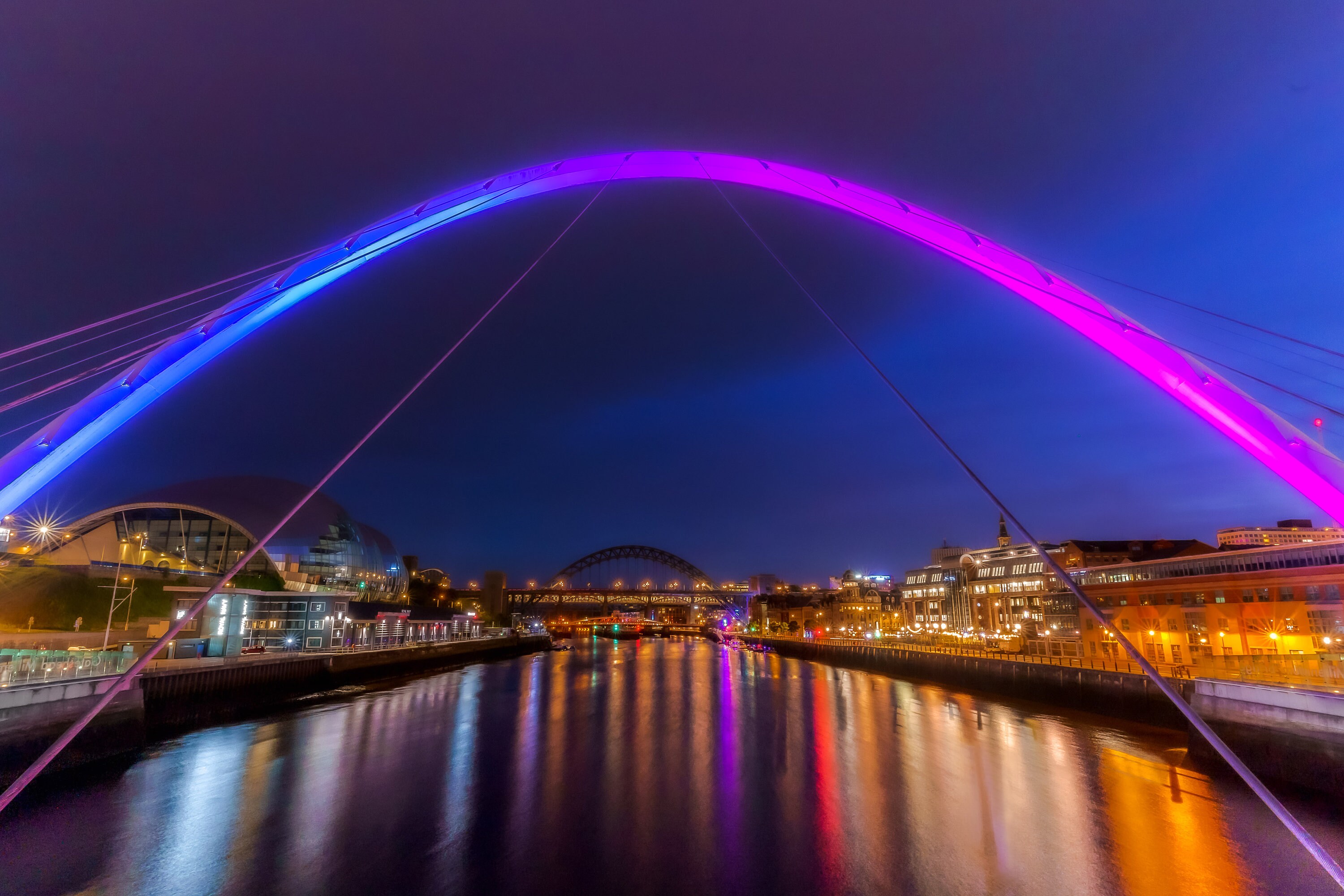 Newcastle Millennium Bridge at Night Print. Peeking through Etsy