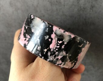 52.6 mm 高品質天然ロードナイト バングル ブレスレット | ピンクの