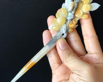Grade A Certified Burmese Jade Hairpin Certified Icy Green冰阳绿 Burma 100% Natural A jadeite Jade  main image 3