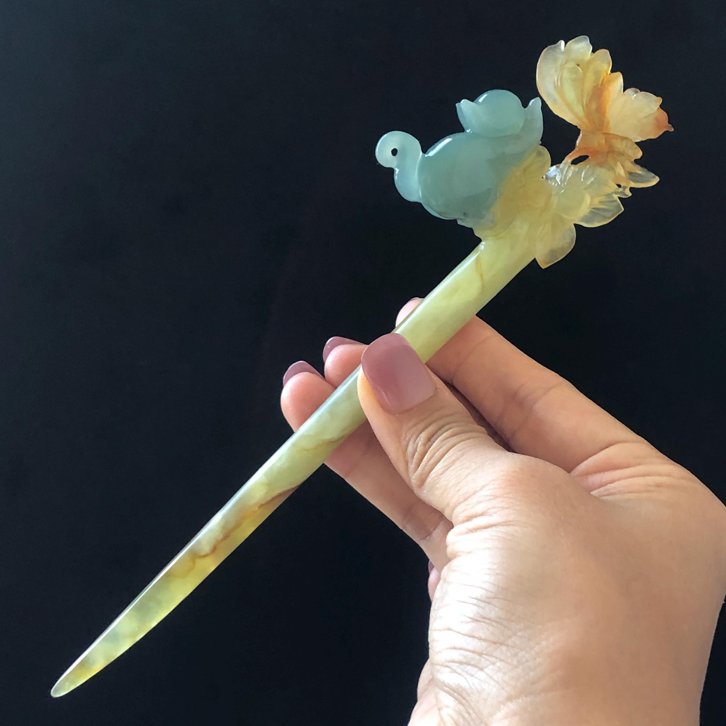 Jade Flower Hair Pin - Etsy