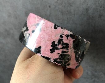 52.6 mm 高品質天然ロードナイト バングル ブレスレット | ピンクの
